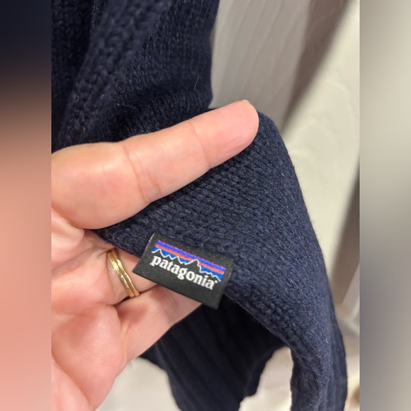 Patagonia Men's Large Recycled Wool-Blend Sweater Hoody Hoodie New Navy NWT - Picture 7 of 12